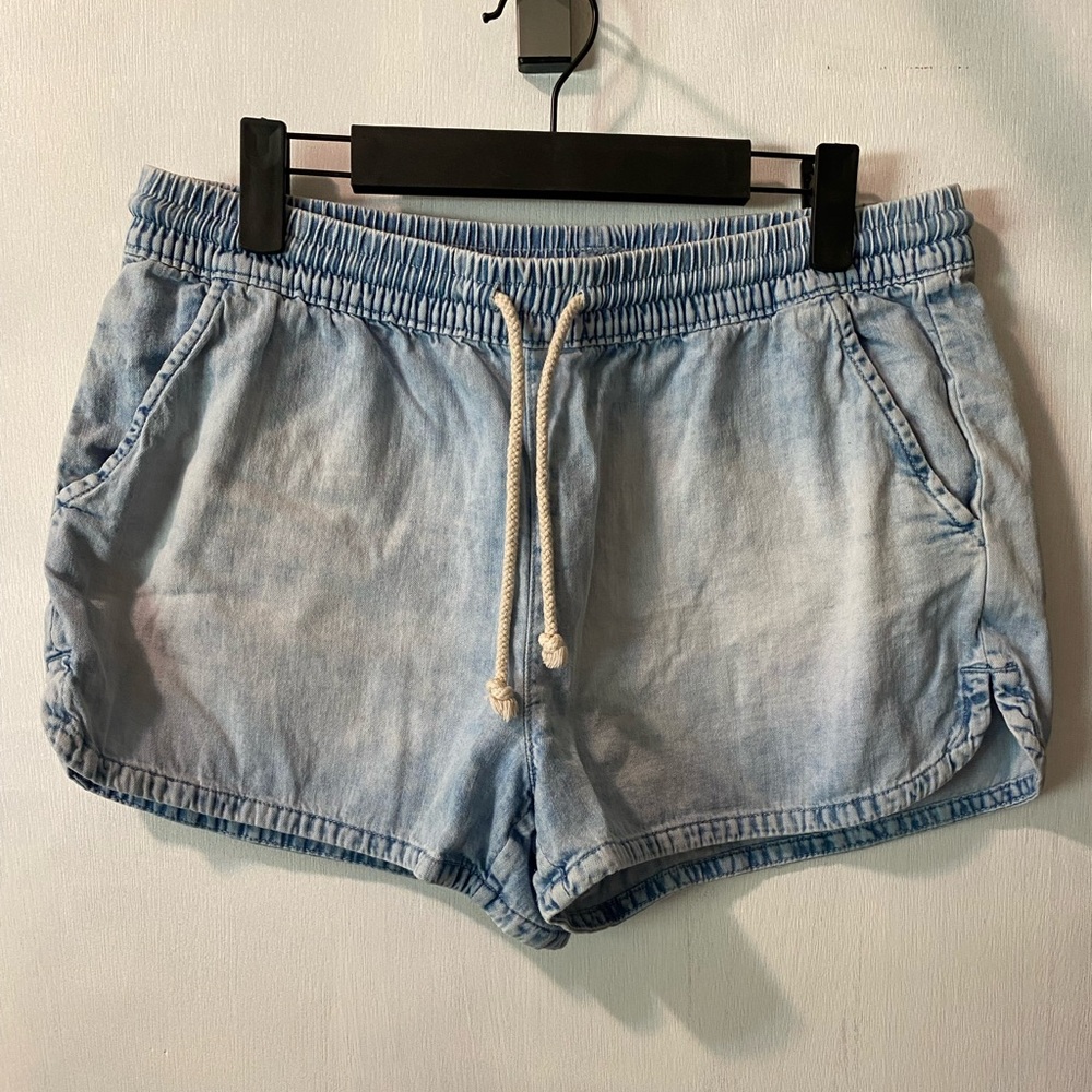 Aerie Elastic Waist Drawstring Chambray Shorts